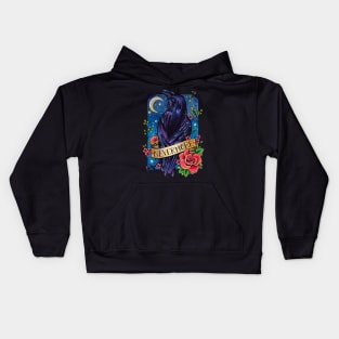 Black Raven and Scroll painting by Lorna Laine Kids Hoodie